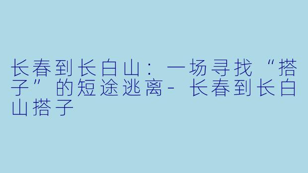 长春到长白山：一场寻找“搭子”的短途逃离-长春到长白山搭子