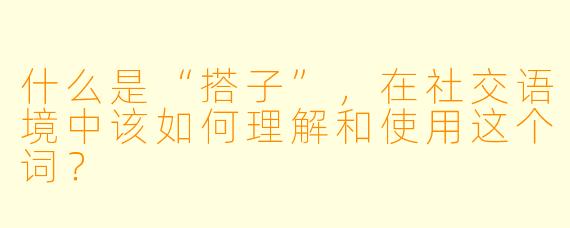 什么是“搭子”，在社交语境中该如何理解和使用这个词？