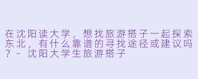 在沈阳读大学，想找旅游搭子一起探索东北，有什么靠谱的寻找途径或建议吗？-沈阳大学生旅游搭子