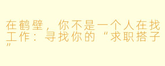 在鹤壁，你不是一个人在找工作：寻找你的“求职搭子”