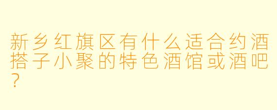 新乡红旗区有什么适合约酒搭子小聚的特色酒馆或酒吧?