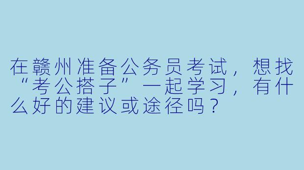 在赣州准备公务员考试，想找“考公搭子”一起学习，有什么好的建议或途径吗？