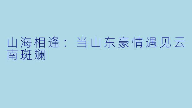 山海相逢：当山东豪情遇见云南斑斓