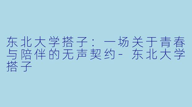 东北大学搭子：一场关于青春与陪伴的无声契约-东北大学搭子