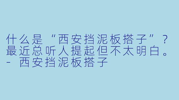 什么是“西安挡泥板搭子”?最近总听人提起但不太明白。-西安挡泥板搭子