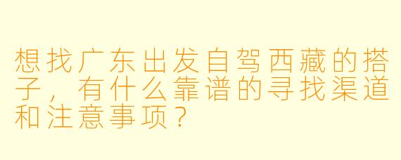 想找广东出发自驾西藏的搭子，有什么靠谱的寻找渠道和注意事项？