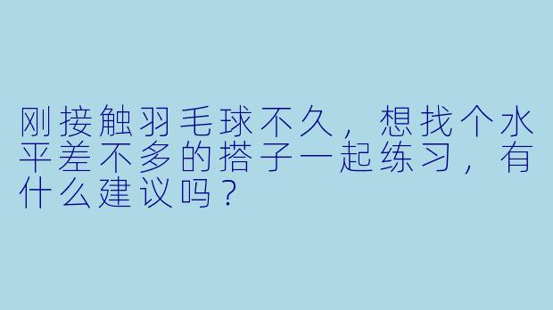 刚接触羽毛球不久，想找个水平差不多的搭子一起练习，有什么建议吗？