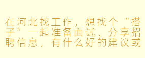 在河北找工作，想找个“搭子”一起准备面试、分享招聘信息，有什么好的建议或平台吗？
