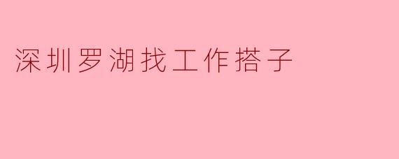 深圳罗湖找工作搭子