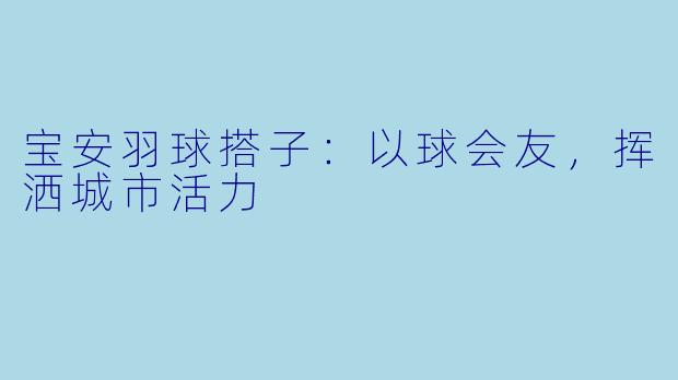 宝安羽球搭子:以球会友,挥洒城市活力