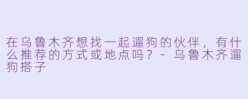 在乌鲁木齐想找一起遛狗的伙伴，有什么推荐的方式或地点吗？-乌鲁木齐遛狗搭子
