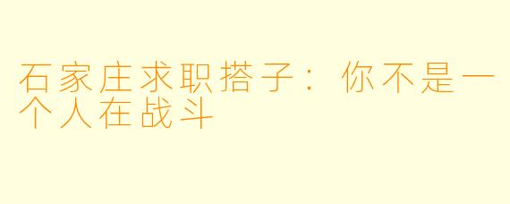 石家庄求职搭子：你不是一个人在战斗