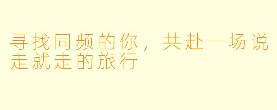 寻找同频的你，共赴一场说走就走的旅行