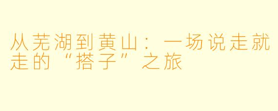 从芜湖到黄山：一场说走就走的“搭子”之旅