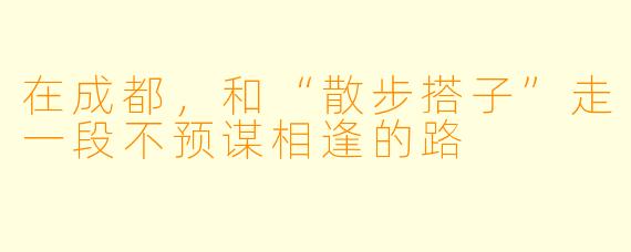在成都，和“散步搭子”走一段不预谋相逢的路
