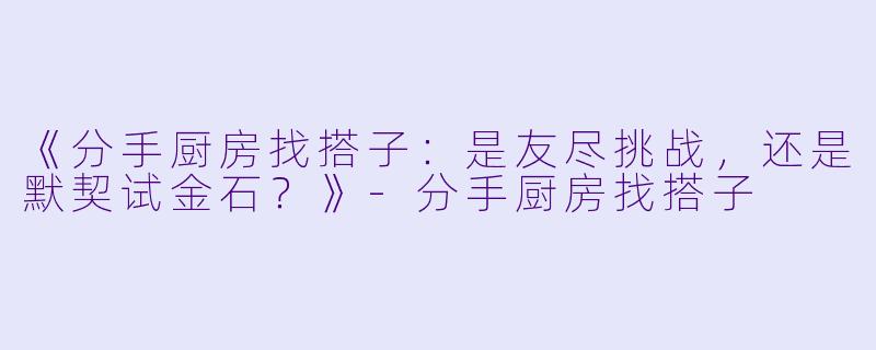 《分手厨房找搭子：是友尽挑战，还是默契试金石？》-分手厨房找搭子