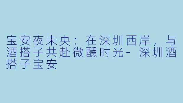 宝安夜未央：在深圳西岸，与酒搭子共赴微醺时光-深圳酒搭子宝安