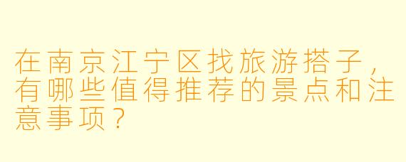 在南京江宁区找旅游搭子,有哪些值得推荐的景点和注意事项?