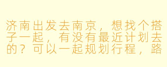济南出发去南京，想找个搭子一起，有没有最近计划去的？可以一起规划行程，路上有个照应～