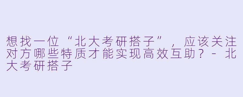 想找一位“北大考研搭子”，应该关注对方哪些特质才能实现高效互助？-北大考研搭子