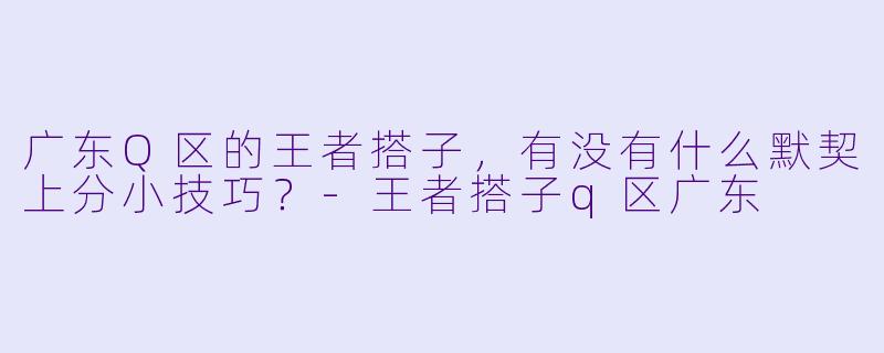 广东Q区的王者搭子,有没有什么默契上分小技巧?-王者搭子q区广东