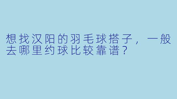 想找汉阳的羽毛球搭子，一般去哪里约球比较靠谱？