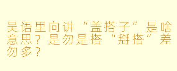 吴语里向讲“盖搭子”是啥意思？是勿是搭“搿搭”差勿多？