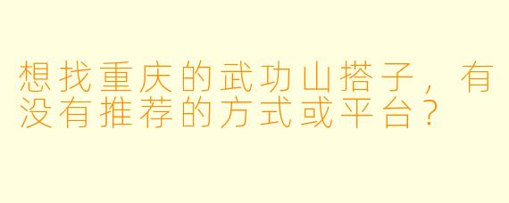 想找重庆的武功山搭子，有没有推荐的方式或平台？