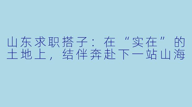 山东求职搭子：在“实在”的土地上，结伴奔赴下一站山海