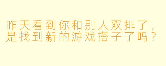 昨天看到你和别人双排了，是找到新的游戏搭子了吗？