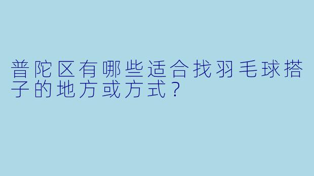 普陀区有哪些适合找羽毛球搭子的地方或方式？