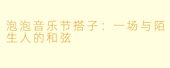 泡泡音乐节搭子:一场与陌生人的和弦
