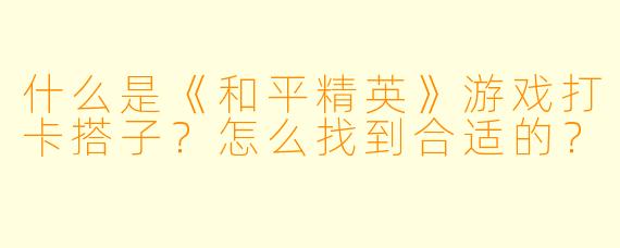 什么是《和平精英》游戏打卡搭子？怎么找到合适的？