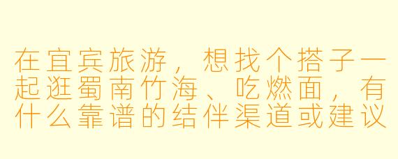在宜宾旅游，想找个搭子一起逛蜀南竹海、吃燃面，有什么靠谱的结伴渠道或建议吗？