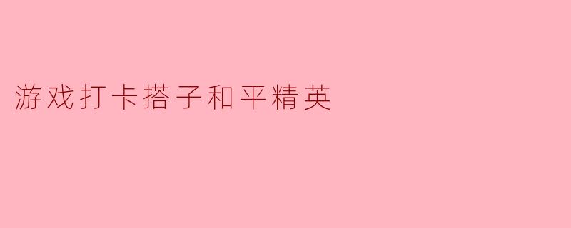 游戏打卡搭子和平精英